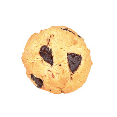 Chocolate chip cookies isolated on white background.