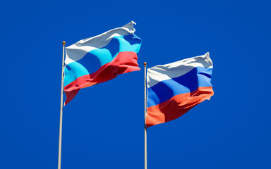Beautiful national state flags of New Russia and Russia.