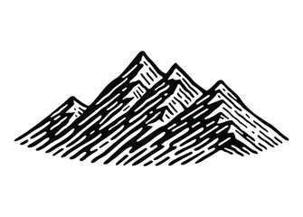 Mountain hills, rocks and peaks. Silhouette icon vector illustration. Logo design. 