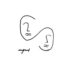 Drawing liners two people