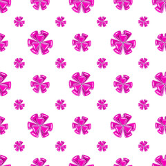 Beautiful party seamless pattern of watercolor bright purple bows.Isolated on a white background.Cute hand drawn illustration.For gift paper,packaging,wallpaper,wrapping,fabrics,prints,textiles.