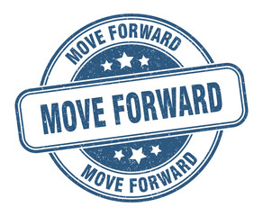 move forward stamp. move forward label. round grunge sign