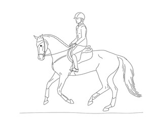 Young athlete horseback riding vector illustration