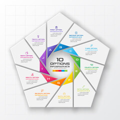 Pentagon element for infographic,Business concept with 10 options,Vector illustration.