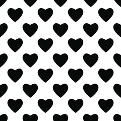 Fototapeta na wymiar Heart seamless pattern, Black endless heart pattern on white background, vector illustration. Valentine's Day Pattern. Anniversary, Birthday. Love. Sweet Moment. Wedding.