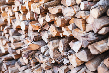 .Stacked firewood background