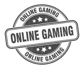 online gaming stamp. online gaming label. round grunge sign