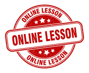 online lesson stamp. online lesson label. round grunge sign