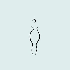female shape line illustration logo design