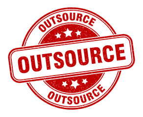 outsource stamp. outsource label. round grunge sign