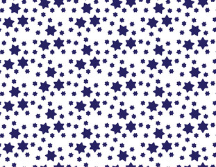 Blue Star of David seamless pattern on White background, Small and Large Star of David shapes