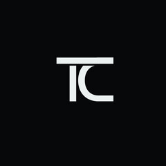 Creative Professional Trendy and Minimal Letter TC Logo Design in Black and White Color, Initial Based Alphabet Icon Logo in Editable Vector Format