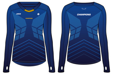 Women Sports t-shirt Jersey design concept Illustration Vector template suitable for girls and Ladies for Soccer jersey, Cricket jersey, Football jersey, Volleyball jersey, Rugby Jersey