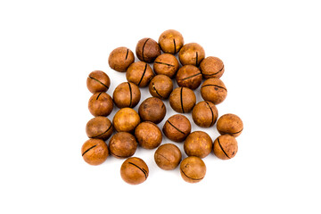 macadam nuts with clipping path on a white isolated background