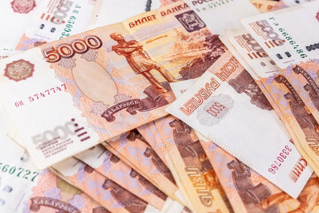 background of banknotes, Russian rubles..