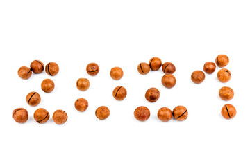 macadam nuts with clipping path on a white isolated background