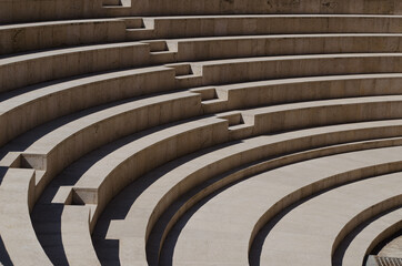 Roman theatre. Roman amphitheater bleachers. Circular stairs. Sagunto castle amphitheater

