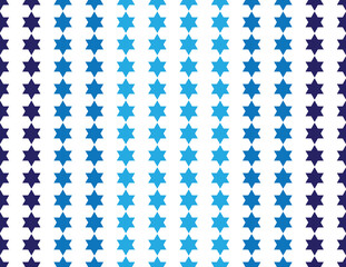 Star of David seamless pattern - Navy Blue, Blue and Sky Blue Star of David shapes