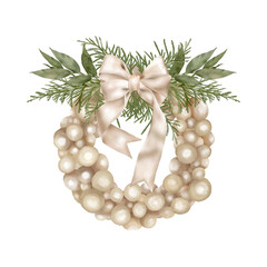 Christmas Boho Holiday Wreath With Ribbon