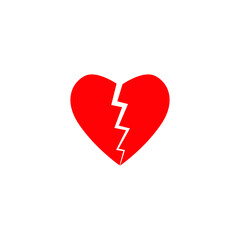 Broken Heart vector icon, red broken heart isolated illustration