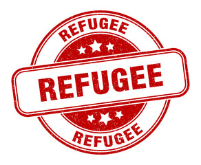 refugee stamp. refugee label. round grunge sign