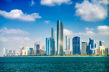 Poster ABU DHABI, UAE - DECEMBER 8, 2016: Abu Dhabi tall skyscrapers panoramic view © jovannig