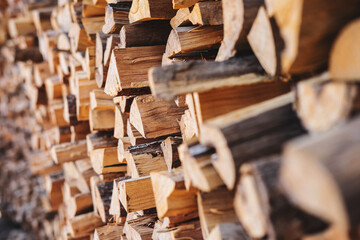 .Stacked firewood background