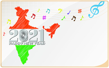 Happy New Year 2021 for India. Greeting India with new 2021 year.