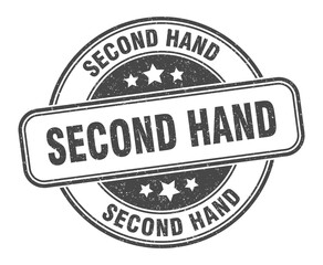 second hand stamp. second hand label. round grunge sign