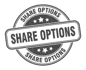 share options stamp. share options label. round grunge sign