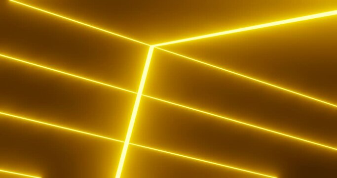 3d render with abstract neon yellow lines