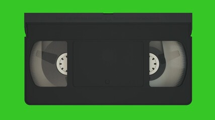 Obraz premium VHS cassette. Old video tape record system. Video cassette isolated on green screen. 3d rendering