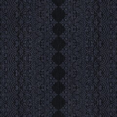 Seamless patterned denim jean for repeat print. High quality illustration. Grungy trendy street wear design. Real detailed denim texture with damask pattern overlay. Navy blue deep dark colors.