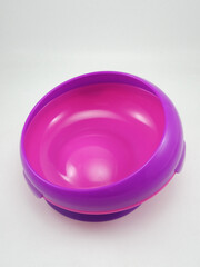 Purple and pink small baby bowl with suction at bottom
