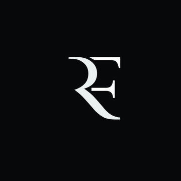 Creative Professional Trendy and Minimal Letter RF Logo Design in Black and White Color, Initial Based Alphabet Icon Logo in Editable Vector Format