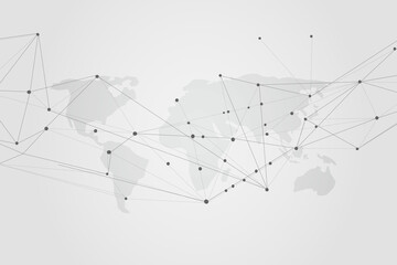 Global network connection with business concept and world map line, vector illustrator