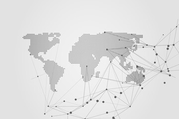 Global network connection with business concept and world map line, vector illustrator