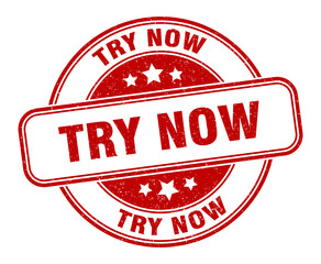 try now stamp. try now label. round grunge sign