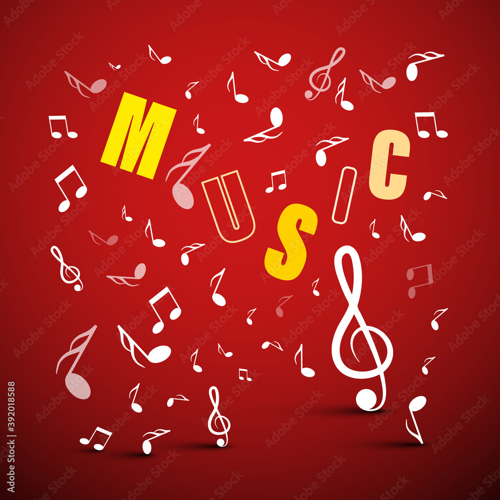 Wall mural vector music background with notes and letters