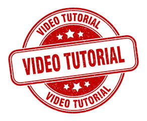 video tutorial stamp. video tutorial label. round grunge sign