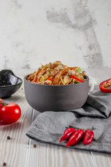 Лапша удон фуд съёмка овощи мясо 
