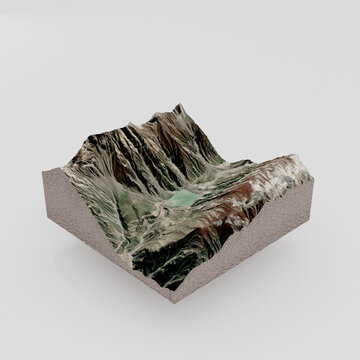 Isometric 3d Render of Lake Saif Ul Maluk for Infographics