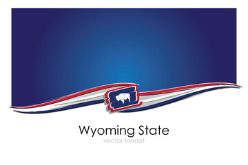 Wyoming State Flag with colored hand drawn lines in Vector Format