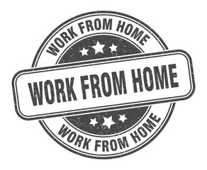 work from home stamp. work from home label. round grunge sign