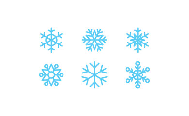 Snowflakes icon collection. Set of snow flake icons. Geometric shapes for christmas and new year decoration.