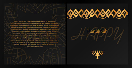 the elegant design of the poster to Chanukah with a menorah and a traditional ornament of the Jews in Golden colors. perfect for printing banners, posters, and other graphics. EPS 10