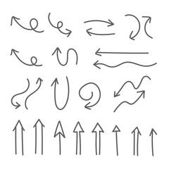 Hand drawn arrows collection. Arrow doodle set. Hand drawn graphic elements.