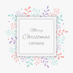 Christmas background with decoration. Xmas greeting card with mistletoe branches. Vector