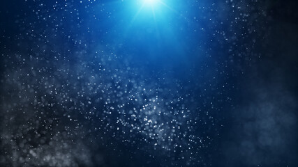 Naklejka premium Dark blue and glow particle abstract background light ray beam effect.
