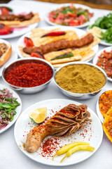 Sirdan, Traditional Turkish Stuffed rice tripe or offal food on the table in Turkish Restaurant. Shirdan Dolma is the favorite food Adana city of Turkey. 